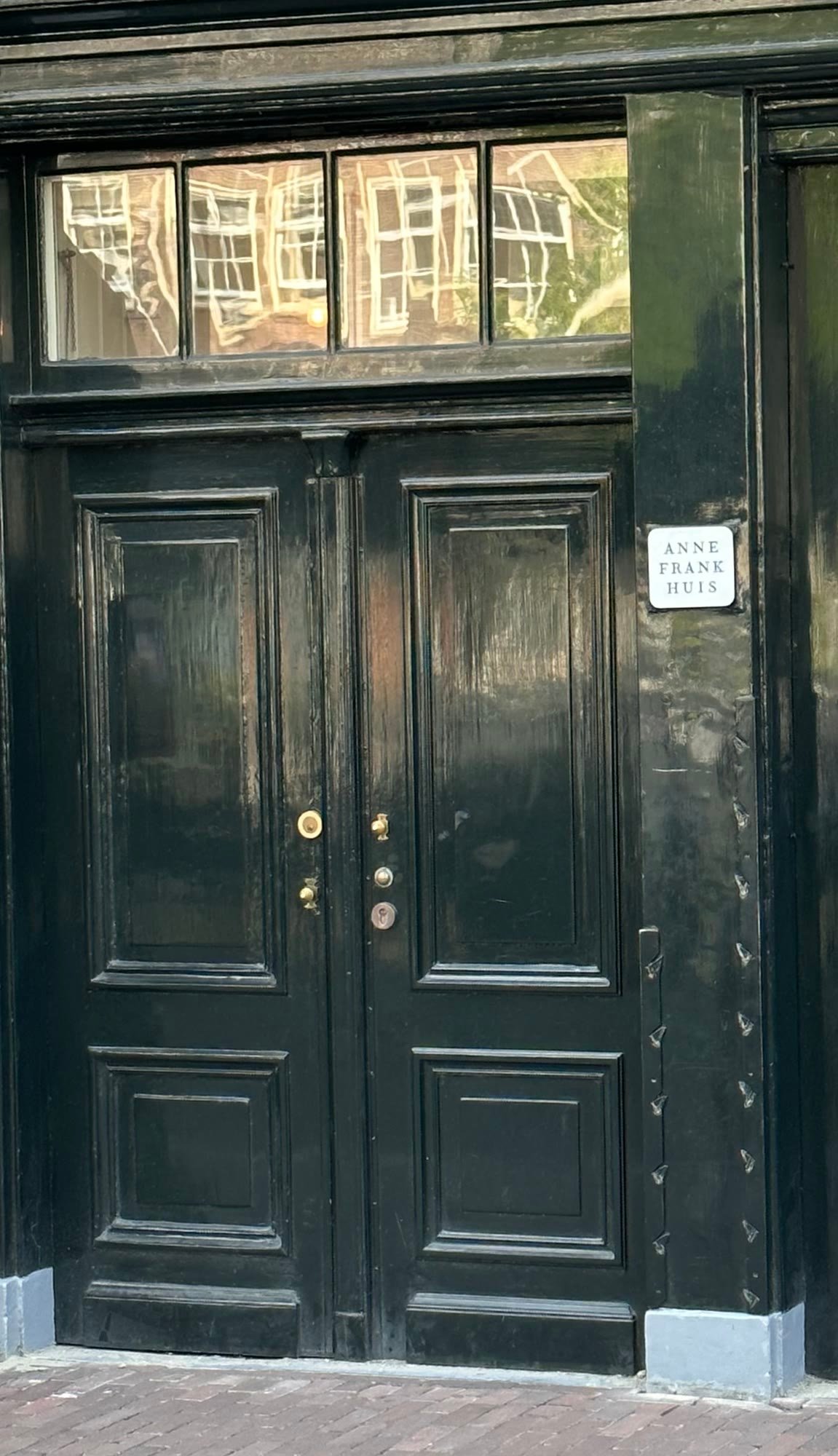 Dark green doors of the Anne Frank House