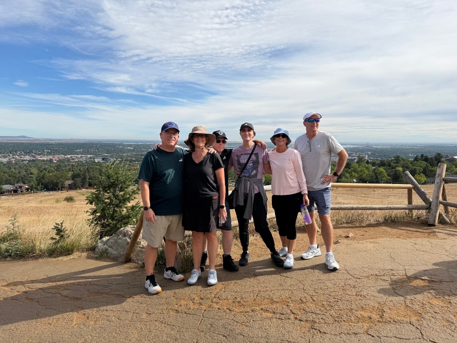 Six-person group at a Boulder overlook