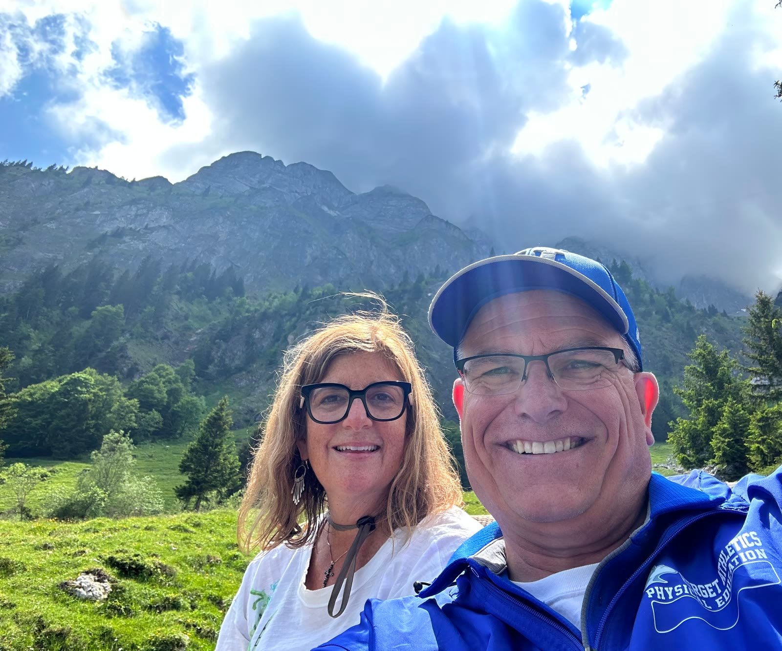 Chuck and Leslie selfie on a Swiss mountain hike