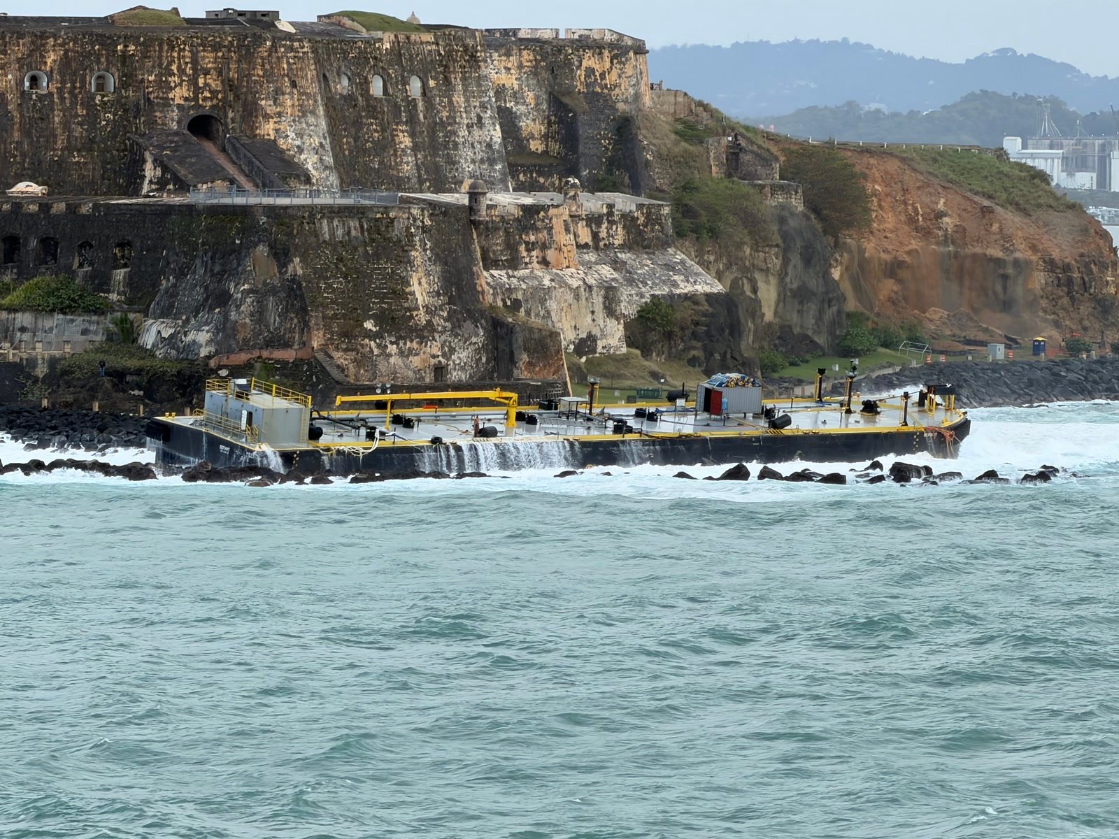 Waves and rocks below the walls of El Morro in San Juan