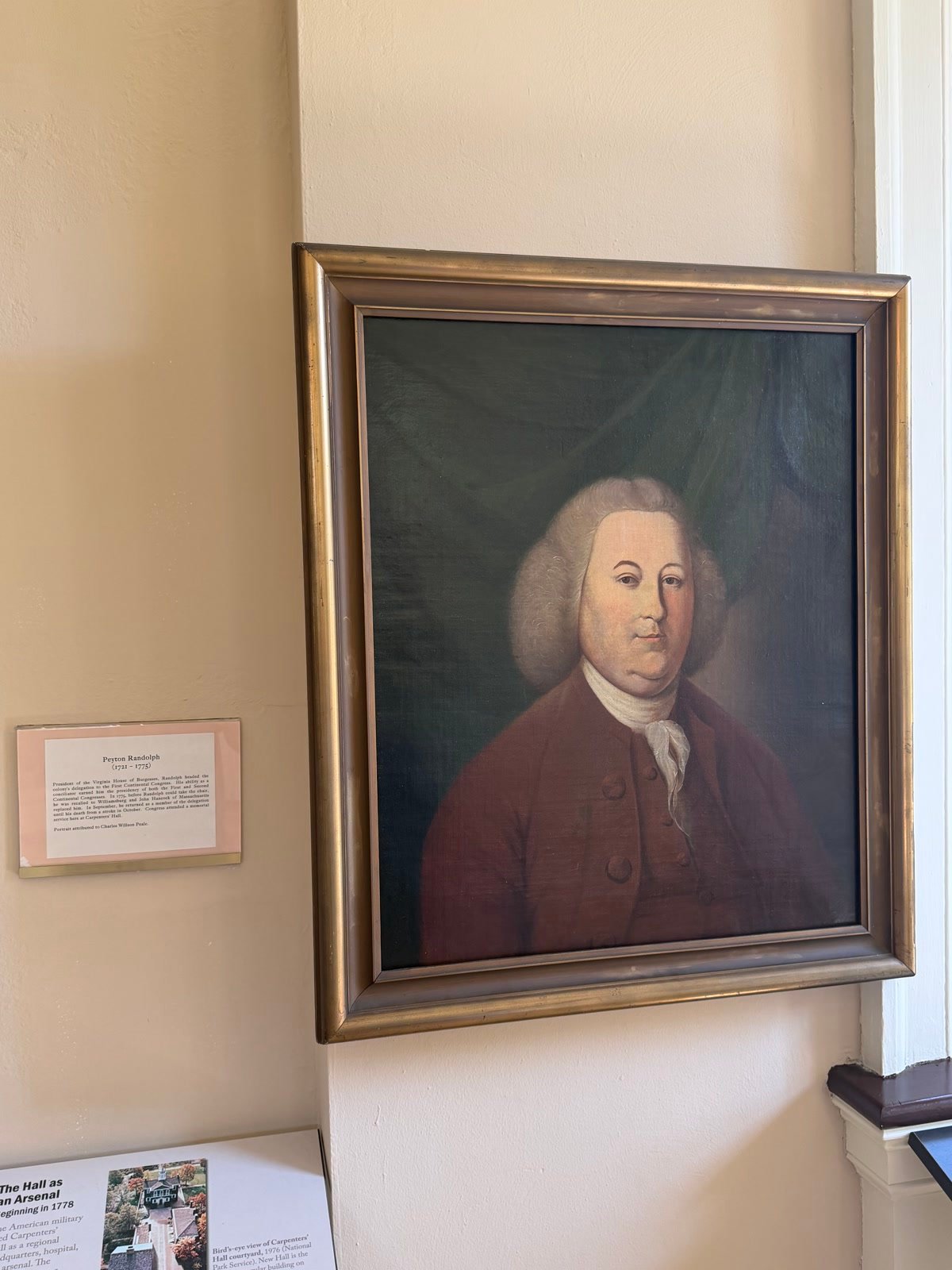 Portrait of Peyton Randolph in a Philadelphia historic site