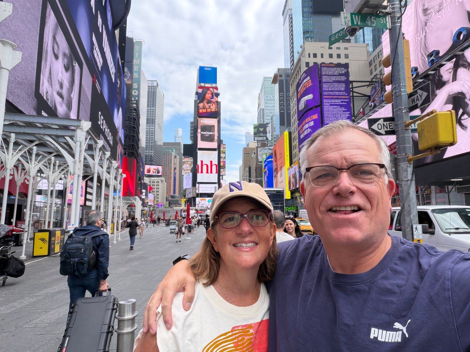 Chuck and Leslie in Times Square, New York