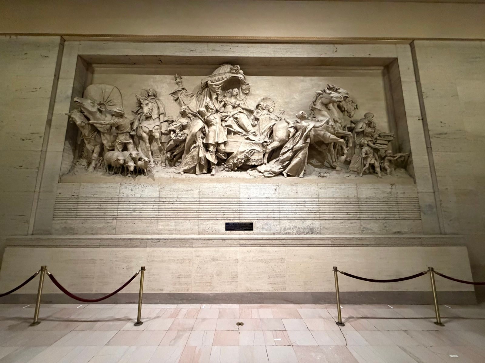 Stone relief sculpture in a New York museum
